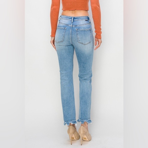 RISEN RDP5636 HIGH RISE DISTRESSED STRAIGHT FIT JEANS - Picture 4 of 7